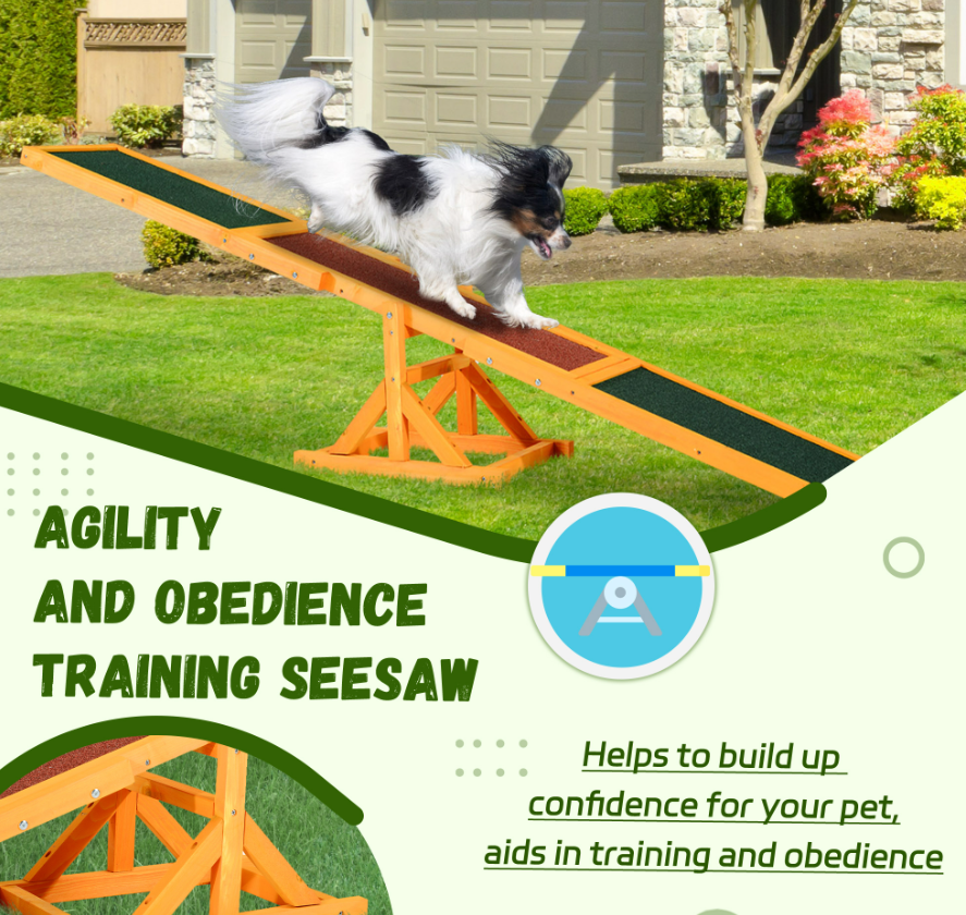Plataforma de equilibrio en madera para perros, equipo de entrenamiento y ejercicio, resistente al tiempo, 71L, natural — imagen 4