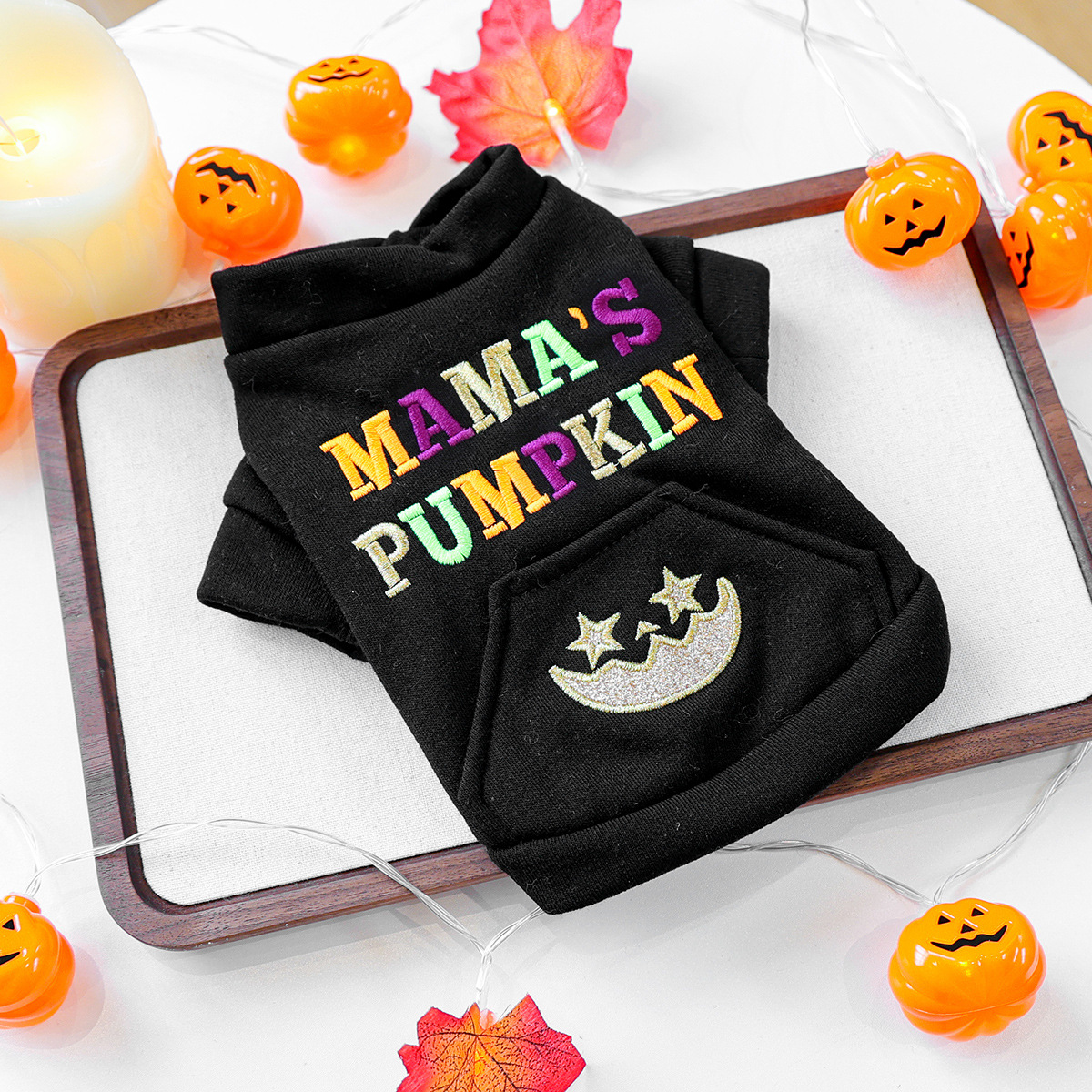 Pet Clothing for Small Dogs and Cats, Halloween Mom's Pumpkin Embroidered Hoodie, Autumn and Winter — image 5
