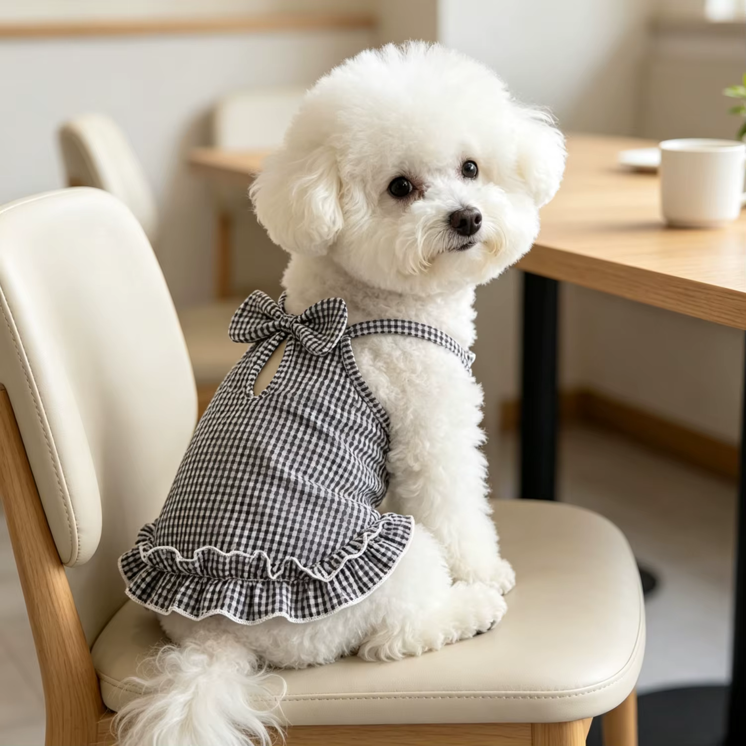 Ropa de verano para perros pequeños: camiseta de tirantes con volantes y rayas, chaqueta transpirable para cachorros, ropa de perro dulce y frillada — imagen 2