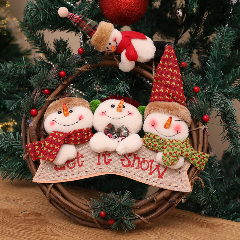 Christmas Vine Wreath Decoration Snowman Elderly Elk Vine Circle Pendant Scene Decoration Supplies — image 2
