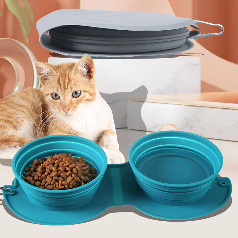 Comedero Doble Plegable 2 en 1 Bolsa Portátil de Silicona para Comida y Premios para Perros, Comedero de Viaje para Perros y Gatos, Artículos para Mascotas — imagen 3