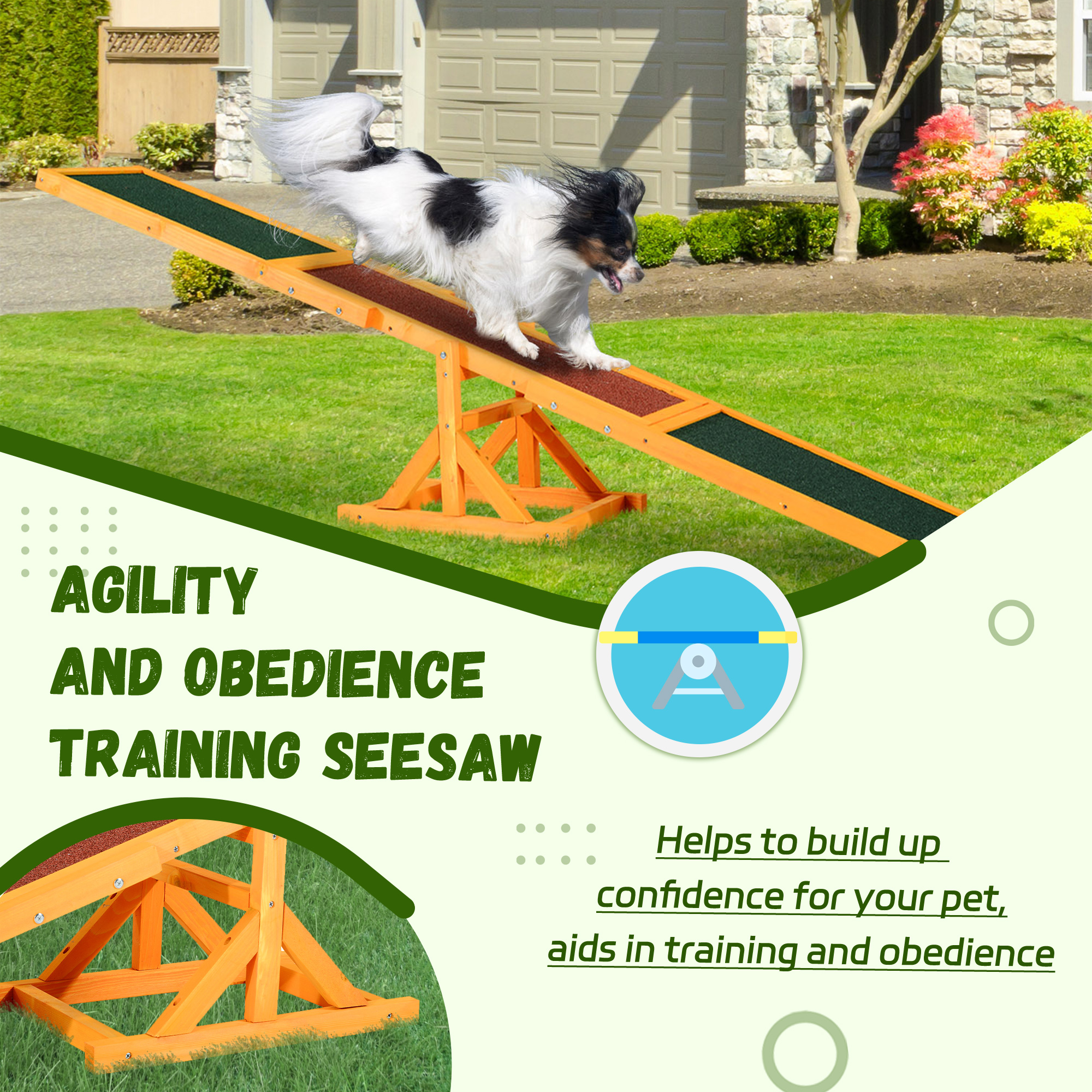 Sistema de Gimnasia Canina con Plataforma de Equilibrio en Madera Natural para Entrenamiento y Ejercicio al Aire Libre, Juguetes para Perros, Resistente al Tiempo — imagen 4