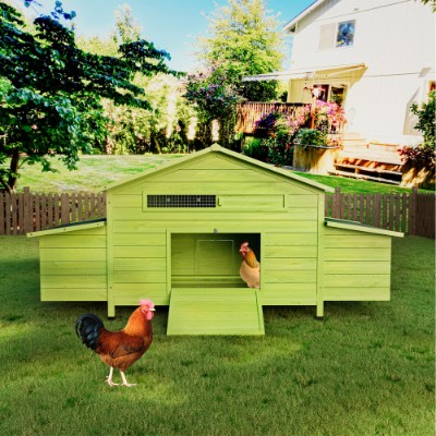 Large Wooden Chicken Coop With 2 Free Range Doors 2 Nesting Boxes Perch Outdoor Hen House Poultry Cage — image 1
