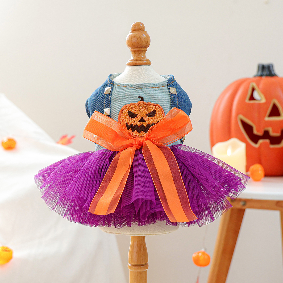 Pet Circle Spring Summer Cute Cartoon Pumpkin Style Whimsical Pumpkin Dress for Dogs and Cats — image 6