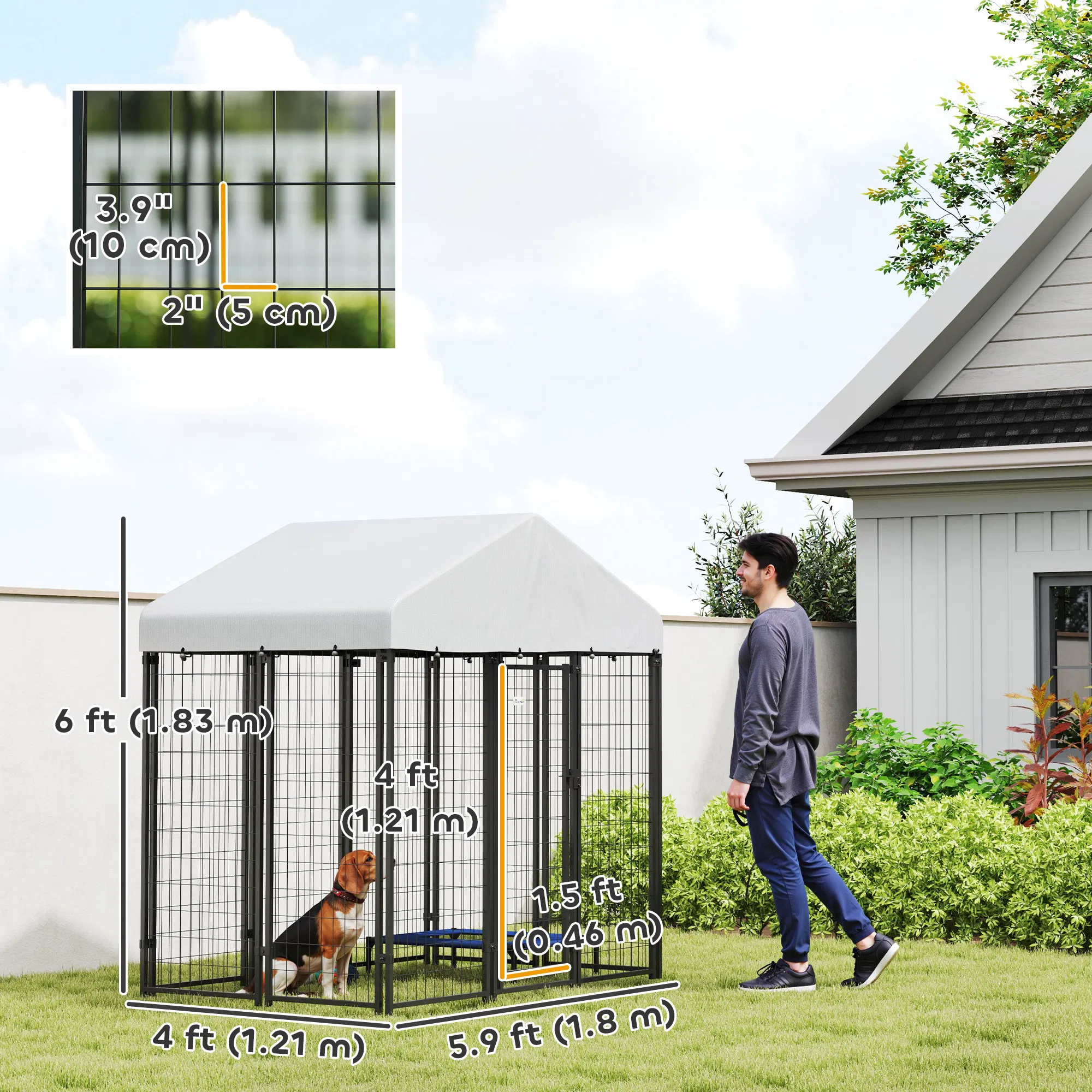 Outdoor Dog Kennel with Waterproof UV-Resistant Cover, 6 x 4 x 6 ft — image 3