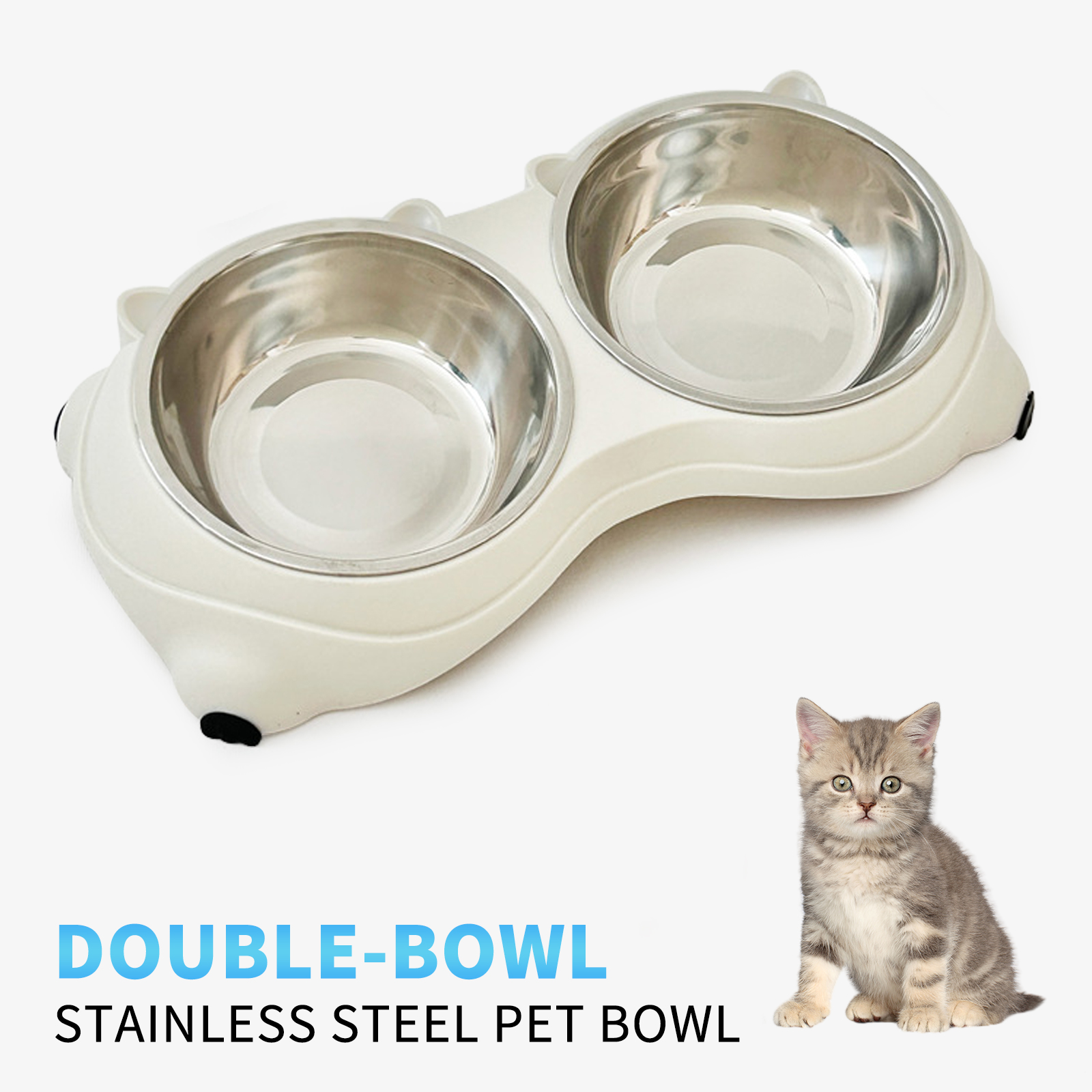 Conjunto de Tazas para Mascotas doble en acero inoxidable, colores macarón, base antideslizante y fácil de limpiar para gatos y perros, uso interior y exterior — imagen 3