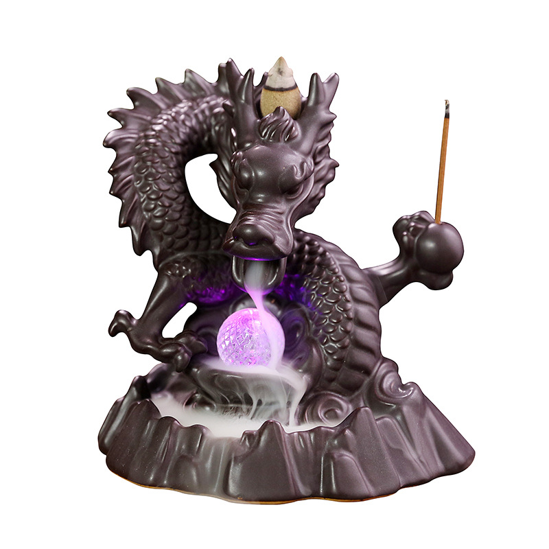 Dragón Cerámico de Fuego de Agua con Luz LED y Incienso de Sándalo para Decoración Hogareña — imagen 5