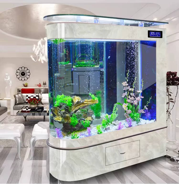 Modern Luxury Bullet Fish Tank Aquarium 600L Oval Shape Eco-Friendly Glass Partition Large Goldfish Tank — image 6