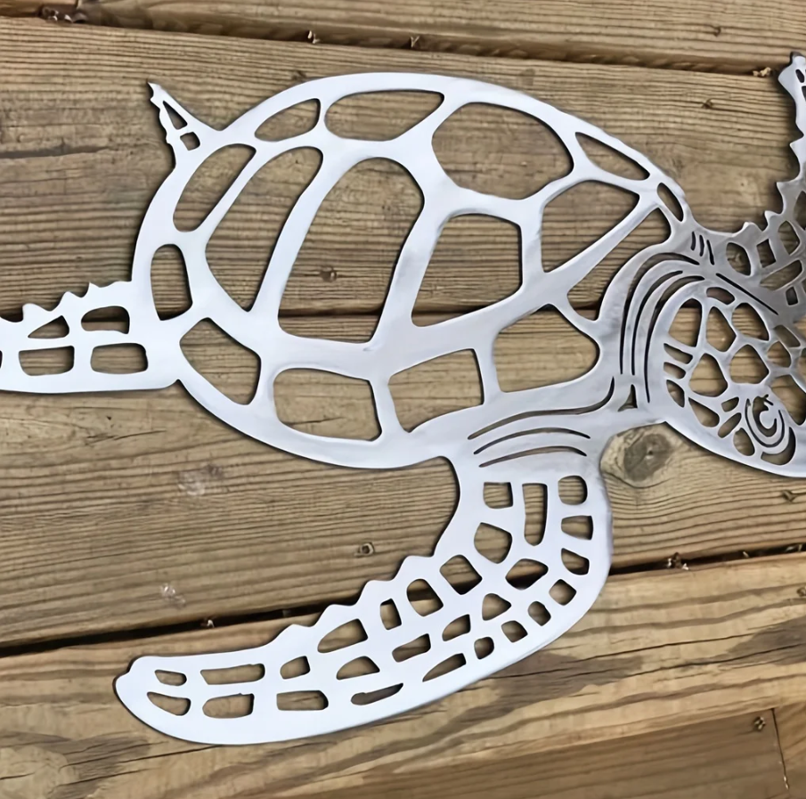 Rustic Sea Turtle Metal Wall Decor - Coastal Beach House Bathroom Accent — image 2