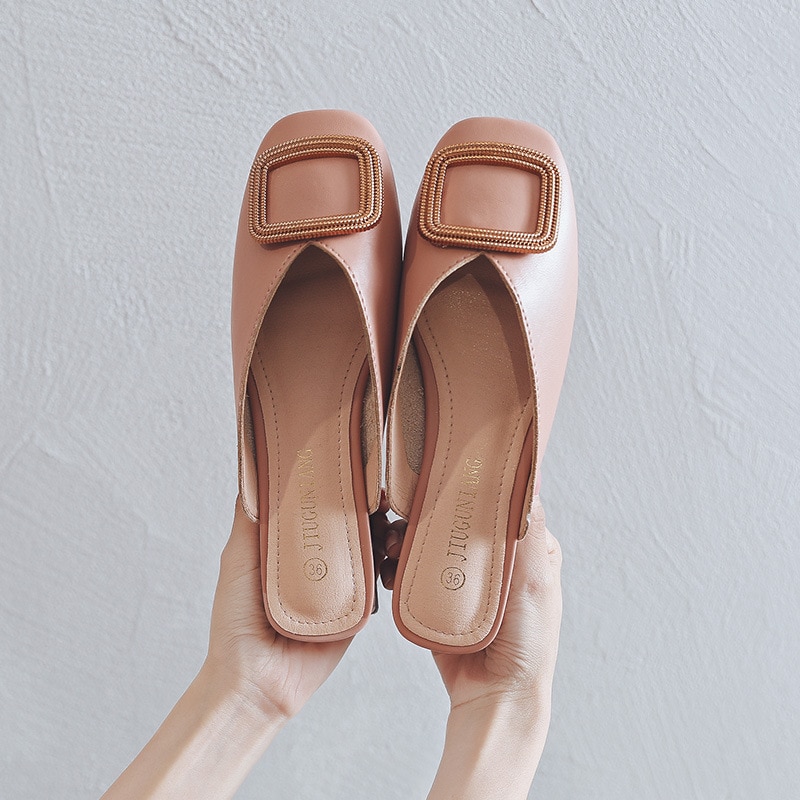 Designer Women Pumps Slippers Slip on Mules Low Heel Casual Shoes British Wooden Block Heels Summer Pumps Footwear — image 10