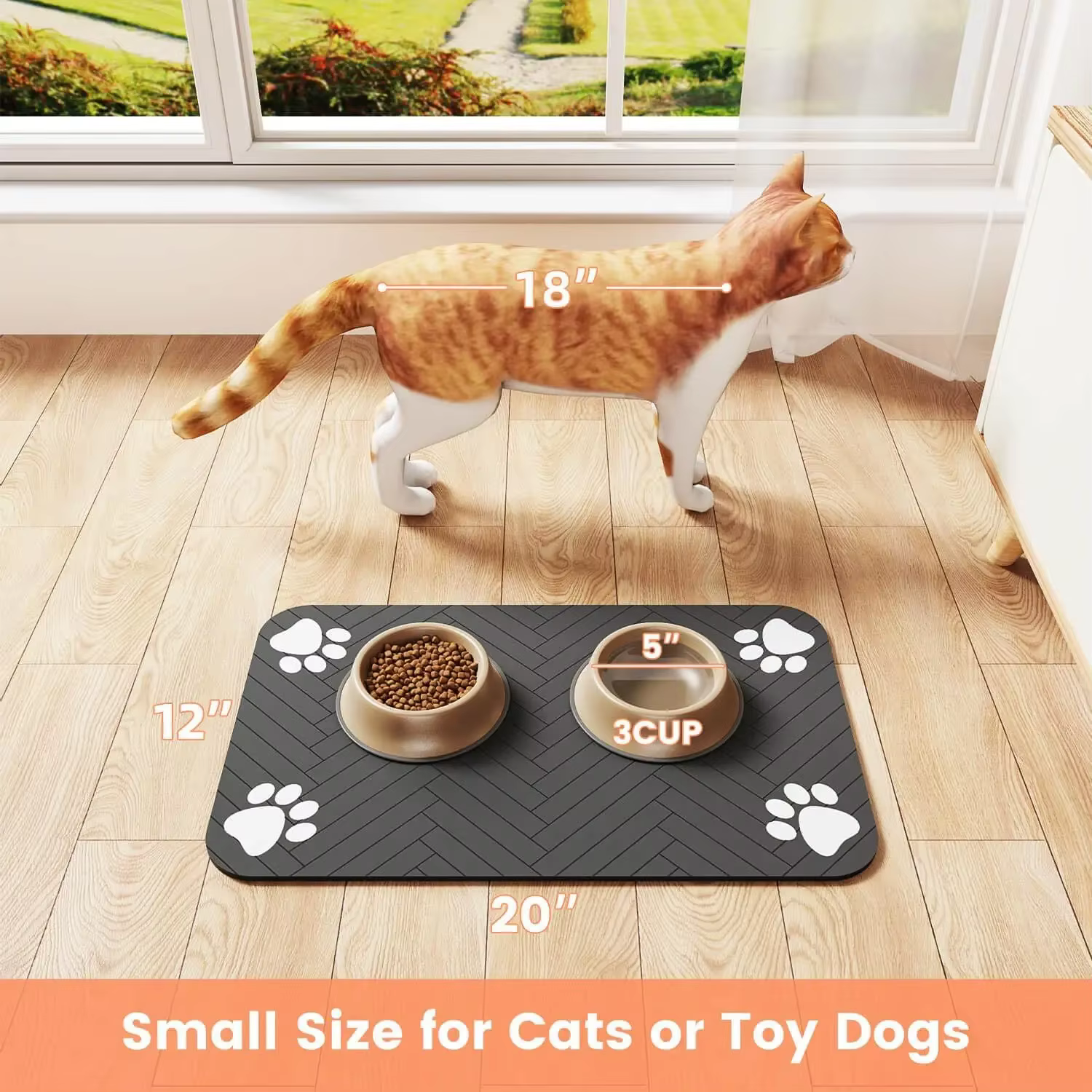 Pet Feeding Mat-Absorbent Pet Placemat for Food and Water Bowl, with Waterproof Rubber Backing, Quick Dry Water Mat for Dog Cat — image 6