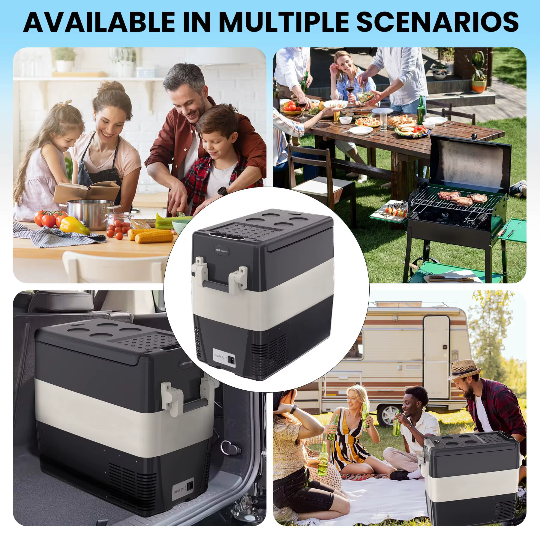 12 Volt Car Refrigerator, 52QT(50L) Electric Cooler, Portable Refrigerator 12V/24V DC 110-240V AC, Car Fridge 0℉~50℉, Portable Freezer with Basket for RV Boat Camping Outdoor Travel — imagen 8