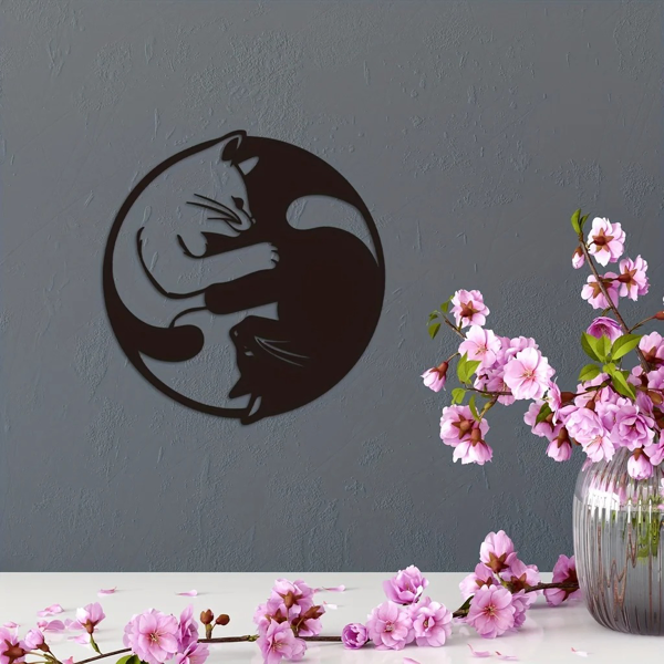 Yin Yang Silueta de Gato Arte de Pared de Aluminio Decoración Zen Regalo de Navidad (TikTok, Servicio de Recogida en Temu) — imagen 3