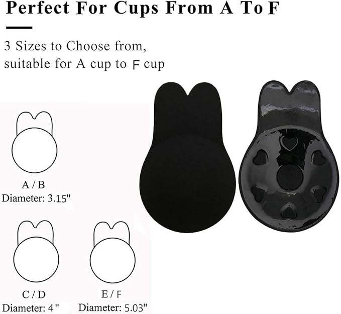 Black(Suits For A/B Cup)Invisible Bra Adhesive Strapless Bra Push Up Backless Sticky Bra Lift Nippleless Covers Rabbit Bra Breast Pasties — image 4