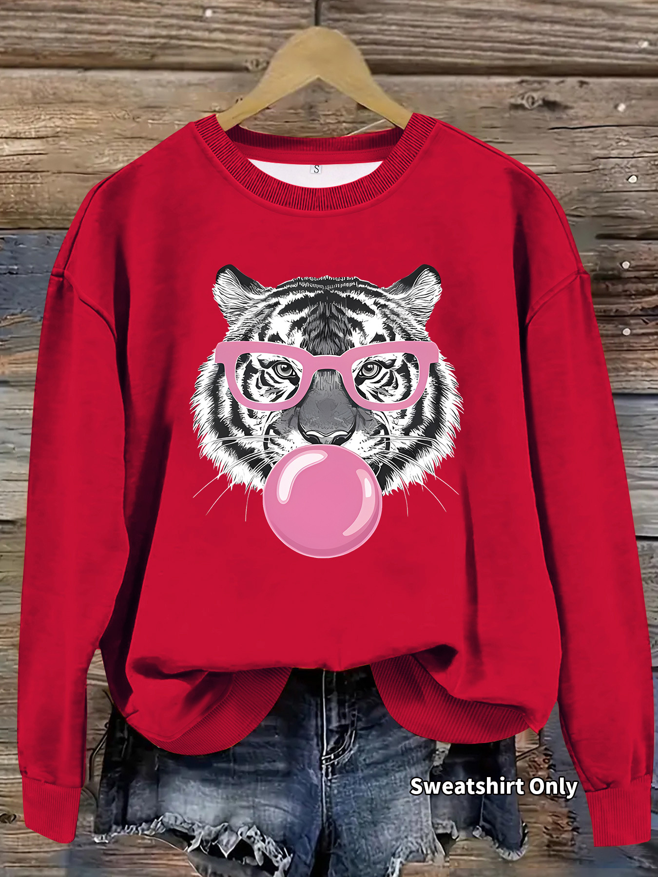 Tiger Glasses Printed Hoodie Round Neck — image 9