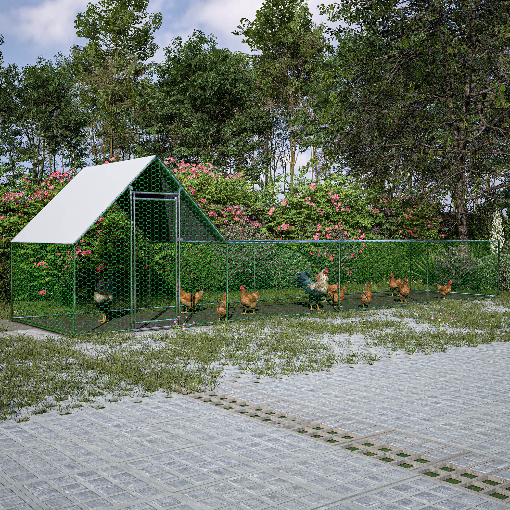 Metal Chicken Coop, Walk-in Chicken Run, Poultry Chicken Hen Pen Cage, Rabbits Duck Cages, With Cover — image 10