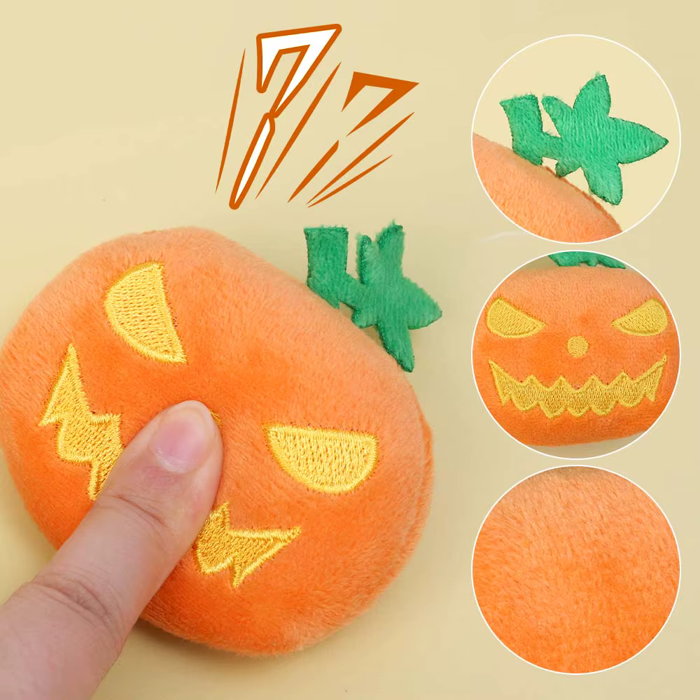 Halloween Dog Toy Funny Pumpkin Ghost Face Pet Biting Toys Soft Plush Cat Tooth Grinding Ball Can Make Sounds Dog Training Toys — image 5