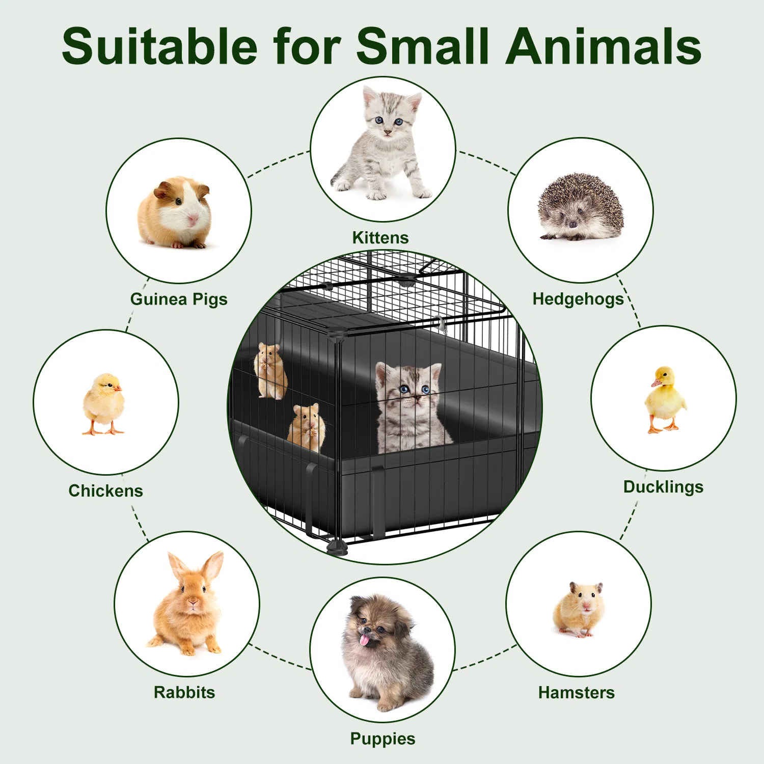 Modular Metal Small pet exercise pen DIY Multi Shape Layout, Metal Pet Enclosure Multi Tier L Square Rectangular Setup, Waterproof Protective Mat Small Animal Indoor Outdoor Cage — image 3