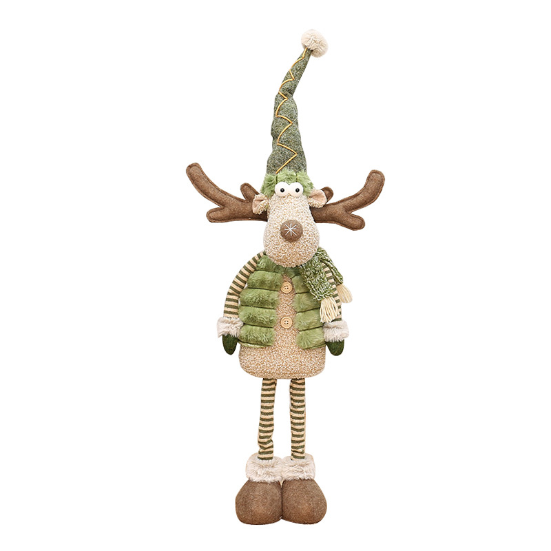 Christmas Decoration Green Fabric Pointed Hat Reindeer Figurine for Hotel Window Display and Scene Arrangement — image 5