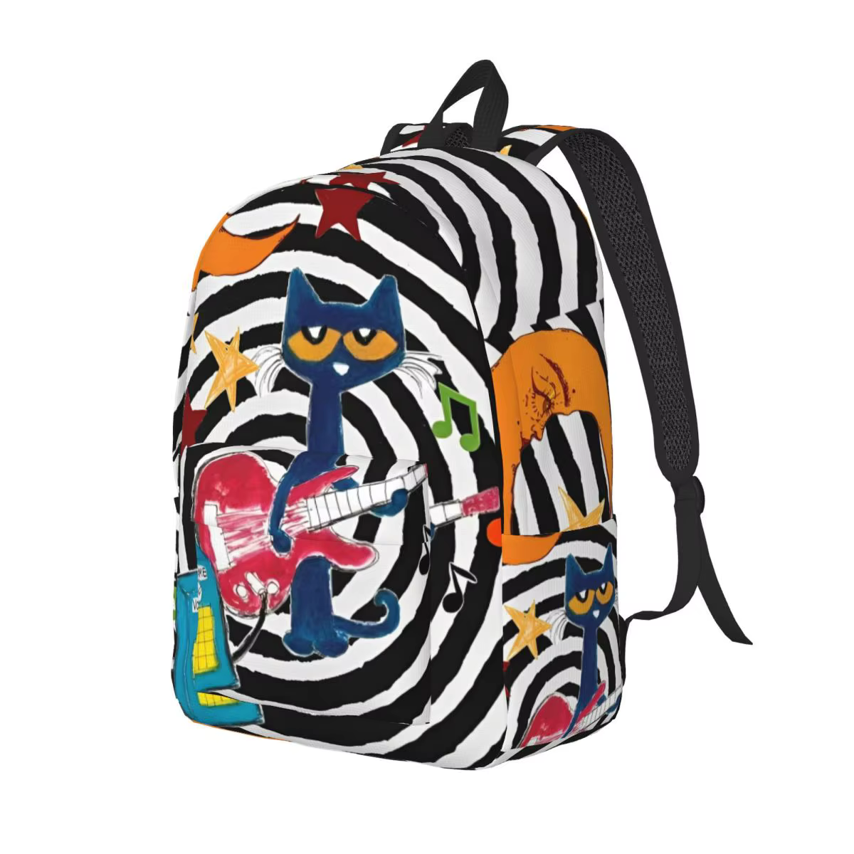 Pete The Cat I Love My White Shoes Cool Backpack High School Hiking Travel Cartoon Cats Daypack for Men Women Laptop Canvas Bags — image 2
