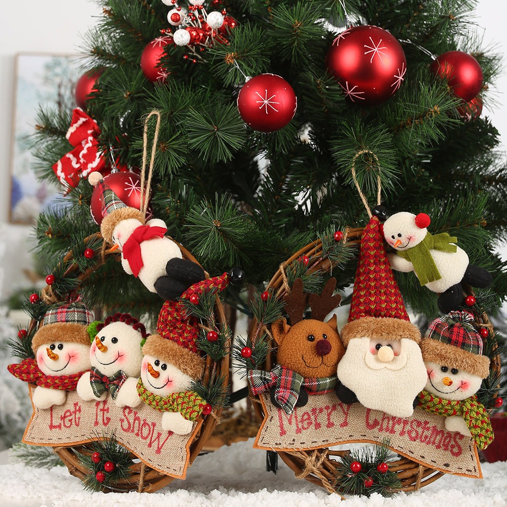 Elderly snowman elk vine circle pendant vine garland pendant door hanging wall decoration — image 6