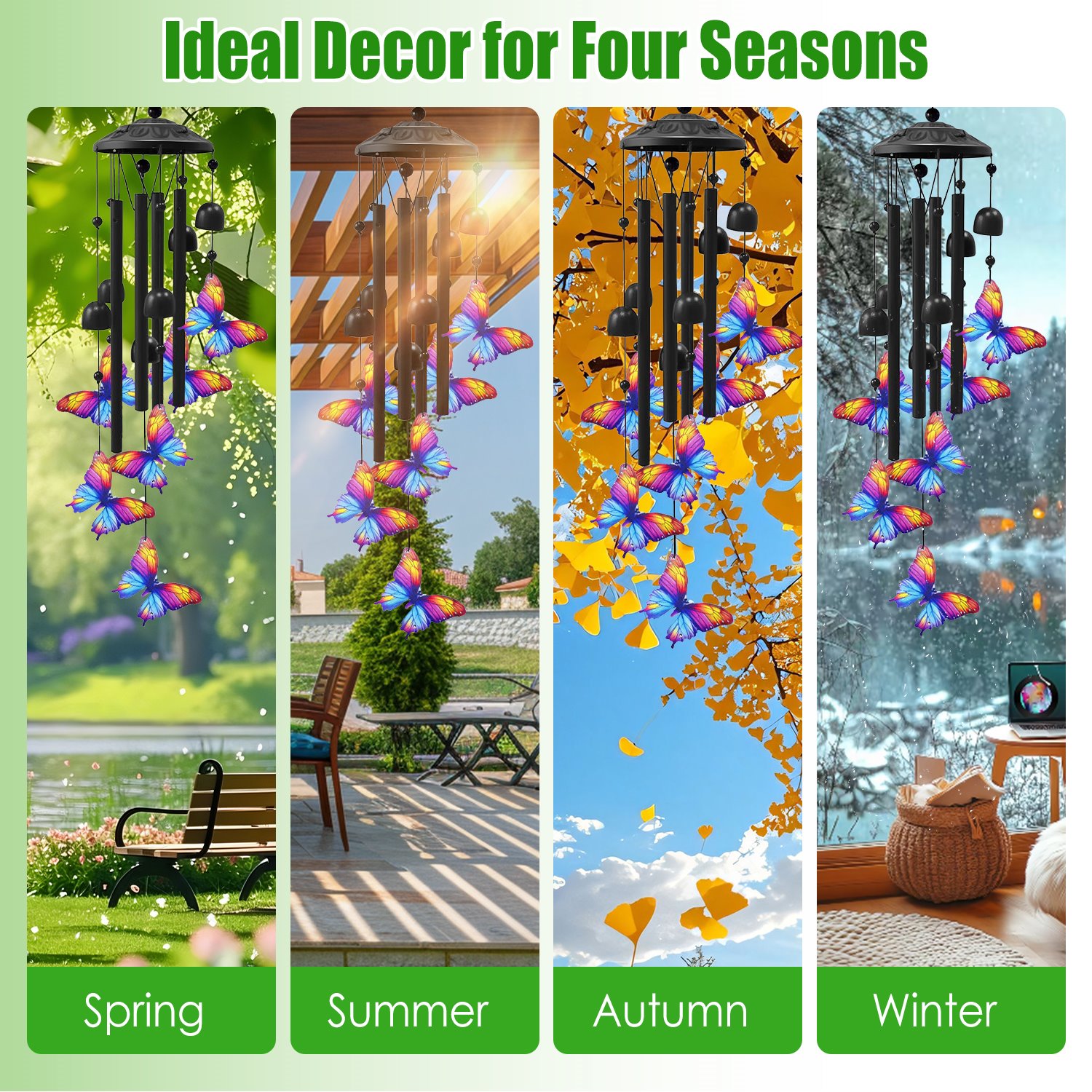 Butterfly Wind Chimes For Outside Metal Wind Chimes With Aluminum Tubes Deep Soothing Sound Decor For Garden Yard Home Patio Gift For Women Men — image 14