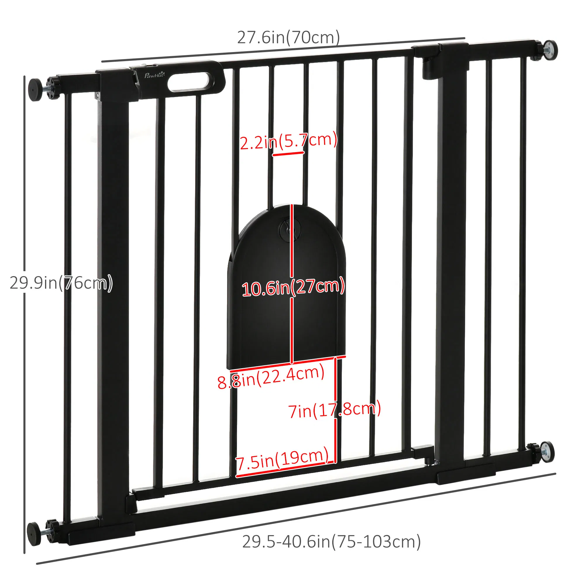 30"-41" Extra Wide Pet Gate Barrier with Small Door, 30"H Dog Gate with Safety Gate Barrier, Stair Pressure Fit, Black — image 6