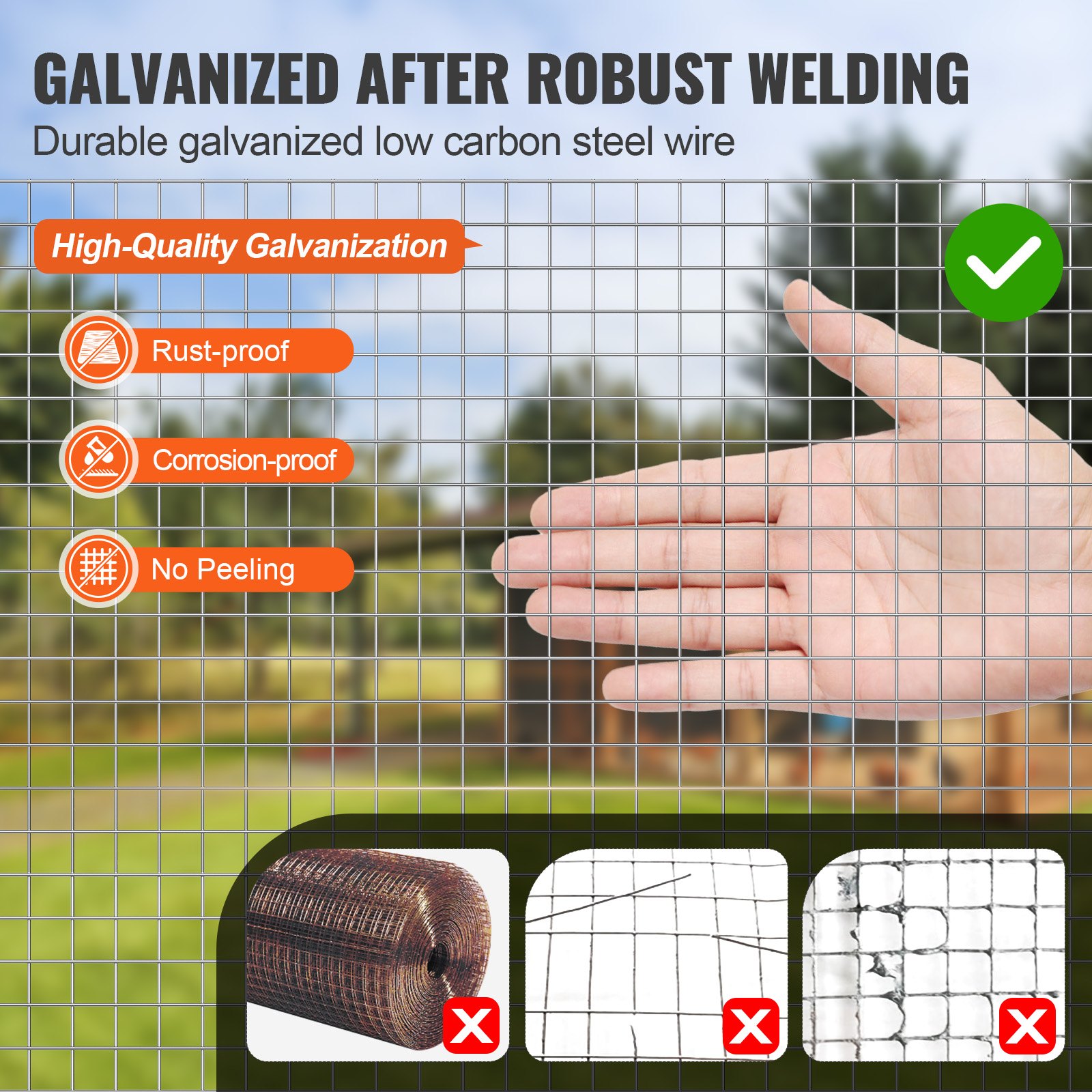 Hardware Cloth, 1'2 Inch 48in X 50 Ft 19 Gauge, Hot Dipped Galvanized Wire Mesh Roll, Chicken Wire Fencing, Wire Mesh For Rabbit Cages, Garden, Small Rodents — imagen 6