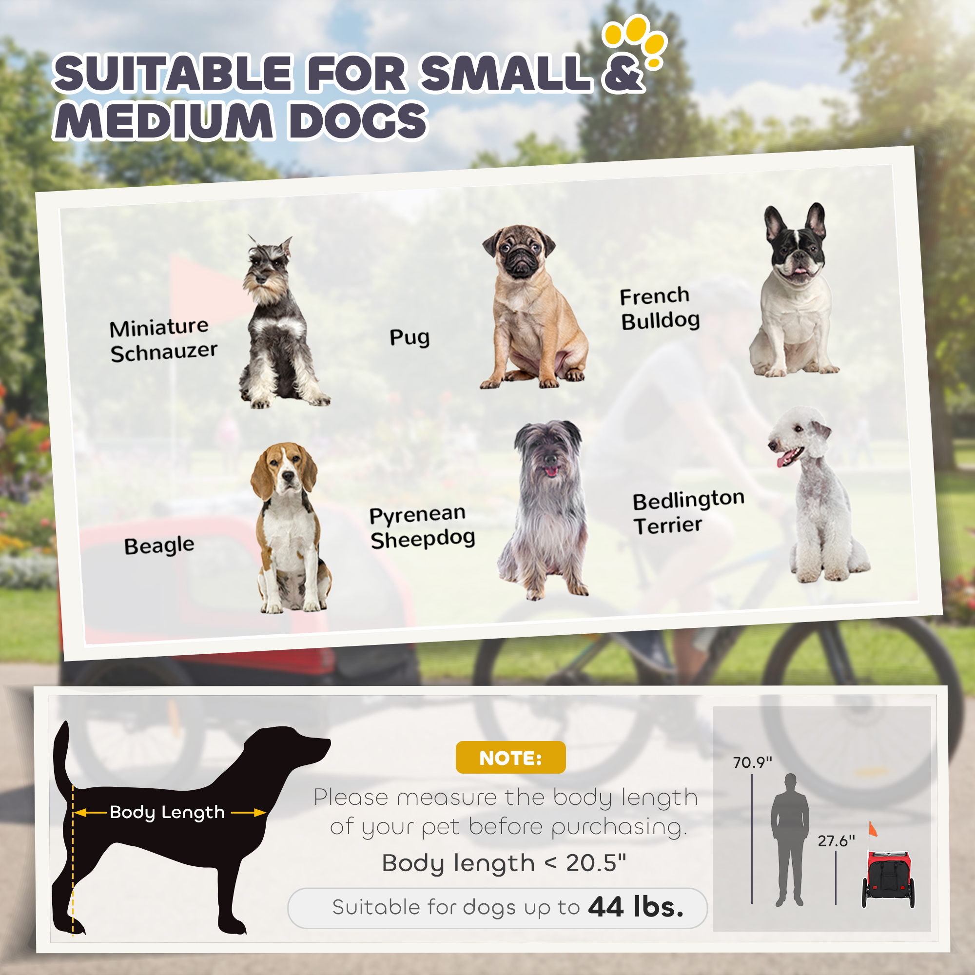 Remolque para Perros de Bicicleta para Pequeños y Medianos Canes, Coupler Universal para Bicicletas, Rampilla Plegable y Portón Traslacional Rojo — imagen 4