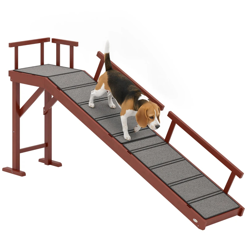 PawHut Wooden Dog Ramp With Removable Guardrails, Non-Slip Surface — imagen 2