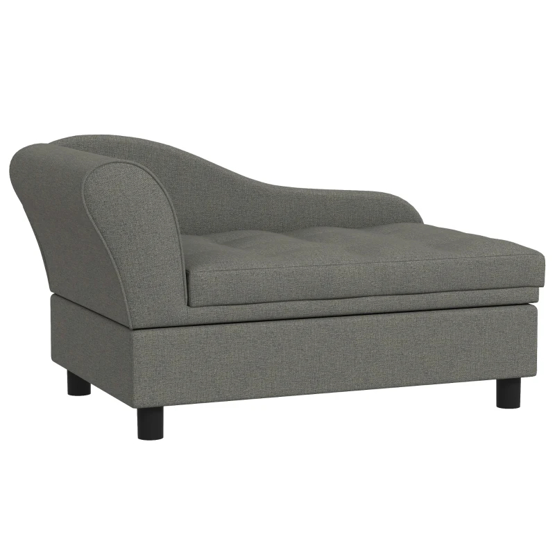 PawHut Pet Sofa Dog Sofa For Small Dogs With Storage, Gray — imagen 1