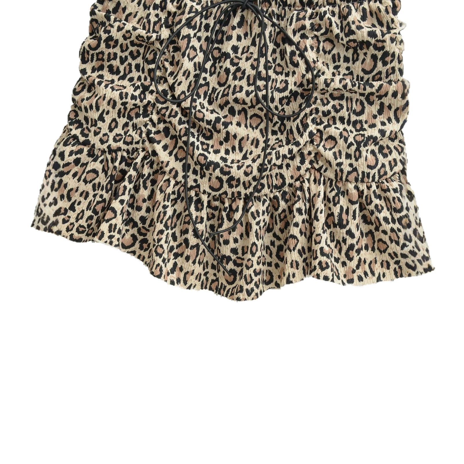 Leopard Print Tie-Up Mini Skirt for Women, Unique Umbrella Skirt, A-Line Midi Skirt — image 6