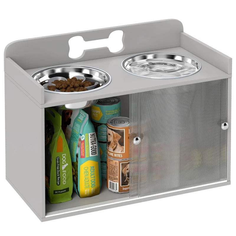 Comedor Elevado para Perros con Almacenamiento, Soporte de Comida para Perros Grandes en Gray — imagen 3