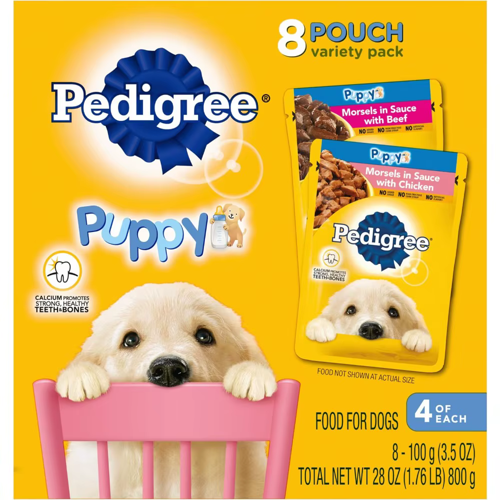 Alimento Húmedo Suave para Cachorros Variedad de 8 Envases Sabor Carne de Ternera Pollo Hígado Grano Libre Bocado Pequeño Digestión Fácil para Cachorros Pequeños — imagen 1