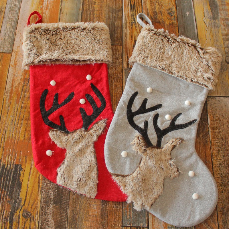 Christmas Decorations Cute Red Deer Head Socks Plush Candy Socks Christmas Supplies Gift Bag — image 5