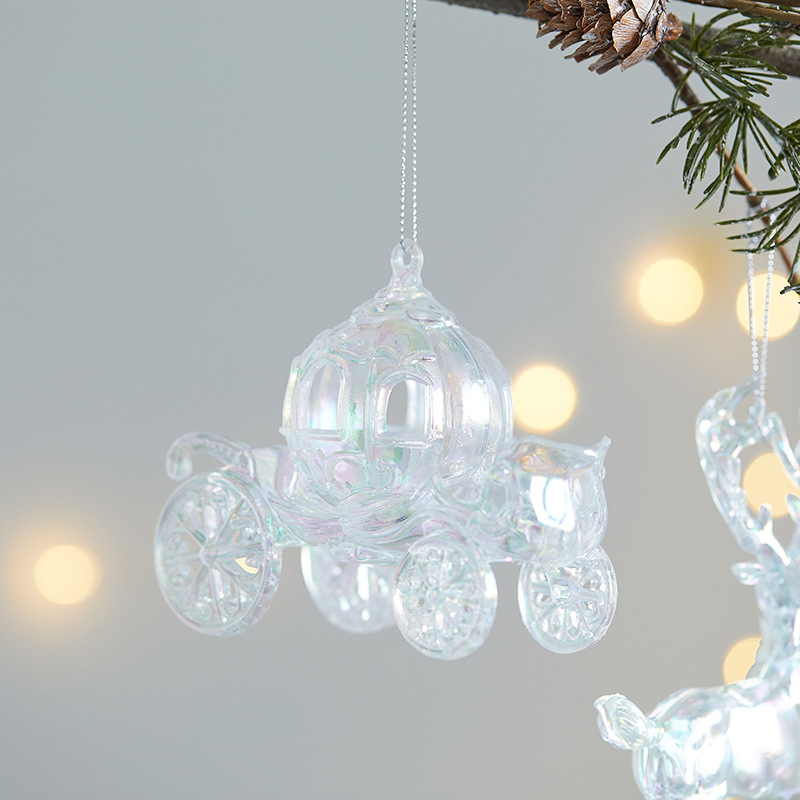 Christmas Decoration Acrylic Snowflake Deer Bell Ornament Creative Christmas Tree Window Colorful Hanging Decor — image 3