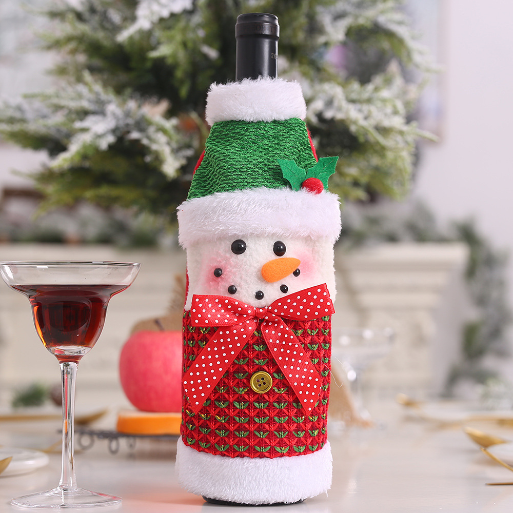 Christmas decoration supplies creative cartoon elderly snowman elk wine bottle set red wine set red wine bag — image 7