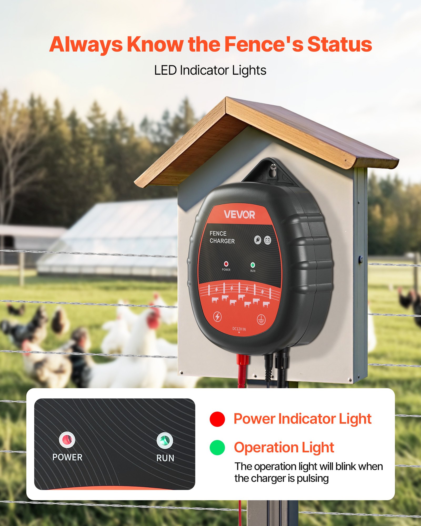 Cargador de Cerca Eléctrica 10kV 1J, Energizador con Indicador LED, 3 Millas de Rango, Potente Cargador para Redes Eléctricas y Baterías, Prevención de Intrusión de Animales Silvestres en Ganado y Poultry — imagen 2