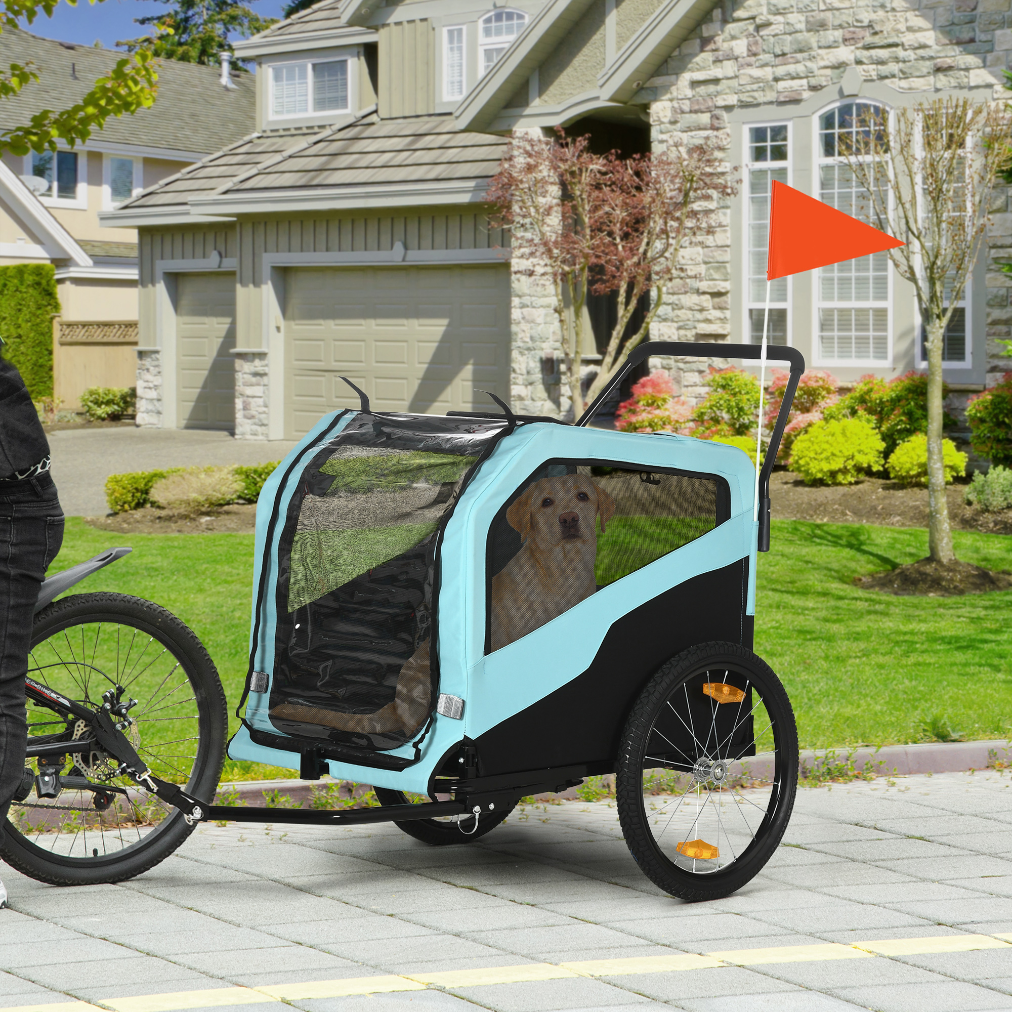 Remolque de Bicicleta y Cochecito Transportador 2 en 1 para Perros Grandes con Enganche — imagen 1