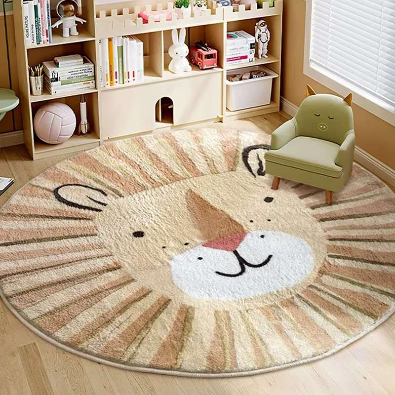 Rugas de Estilo Infantil para Habitación - Alfombra con Padrón de León, Suave y Plush para Sótano o Sala — imagen 1