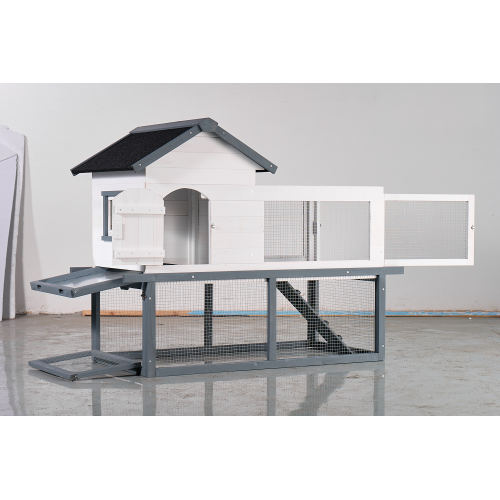 Gallinero y Conejera de Madera de Doble Nivel de 53 Pulgadas, para Interior/Exterior, Impermeable, con Techo, Escalera y Bandeja de Limpieza Removible, Adecuada para Mascotas Pequeñas y Medianas — imagen 7