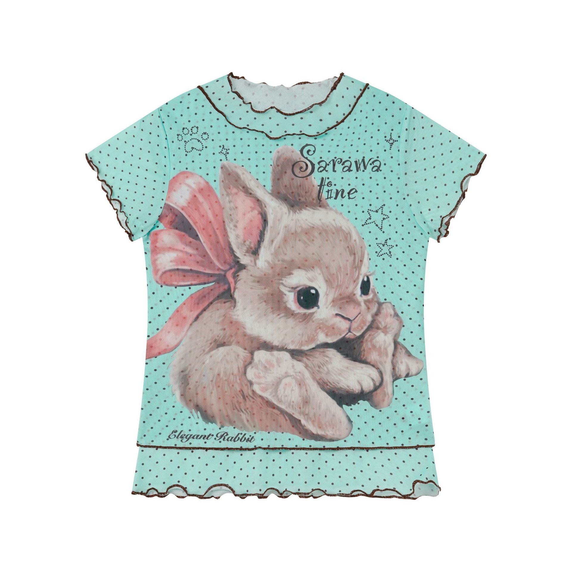 Cute Rabbit Print Short Sleeve T-Shirt for Women — image 8