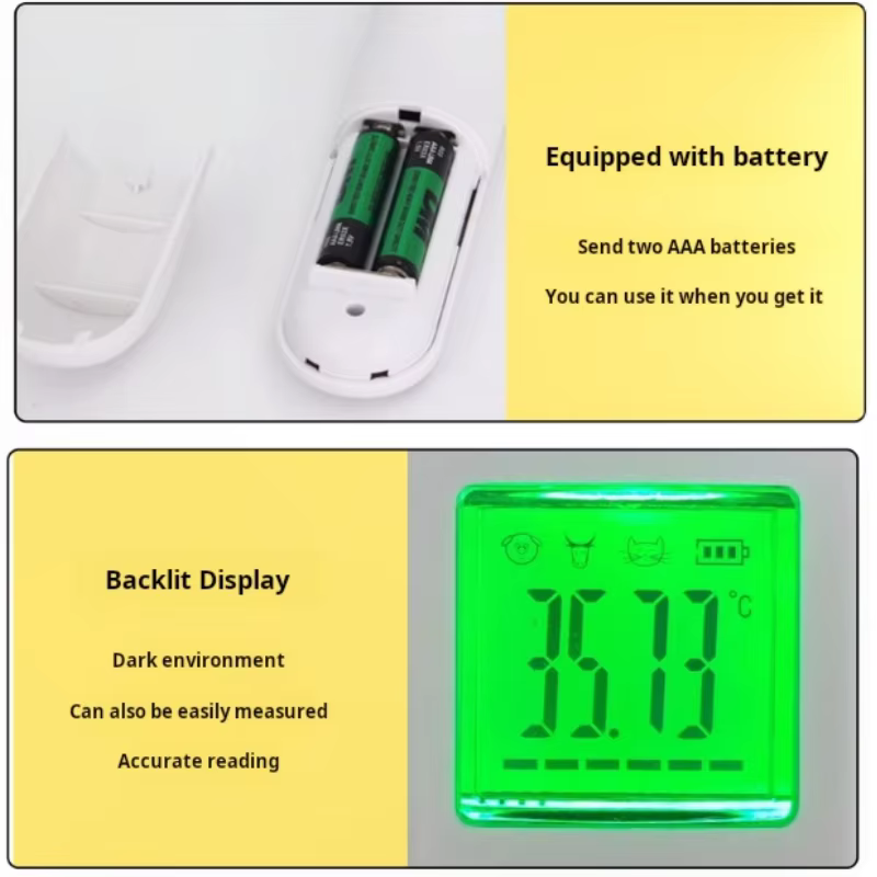 Termómetro para Animales Ovejas, Cerdos, Vacas Pantalla Grande Termómetro de Alta Precisión Cabezal Suave Pistola de Temperatura para Ganado — imagen 5