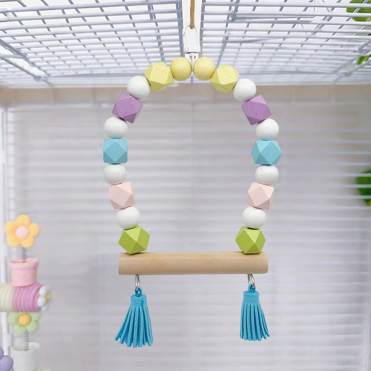Parrot Swing Station pole Birdcage accessories Hanging Suspension Bridge Pet toy birds and accessories playtime Gift — image 1