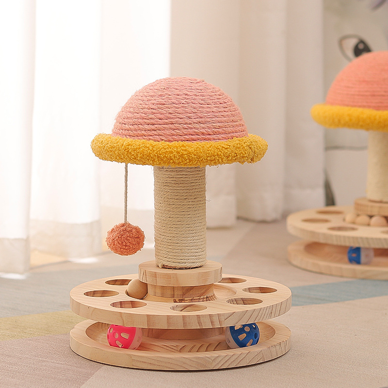 Juguetes de Rueda de Madera Maciza para Gatos con Sisal y Púas de Rasguñar — imagen 4