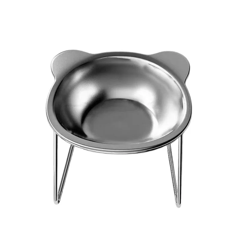 Stainless Steel Pet Bowl Slanted Anti Cervical Spondylosis for Cats and Dogs Dual Use Feeder — image 1