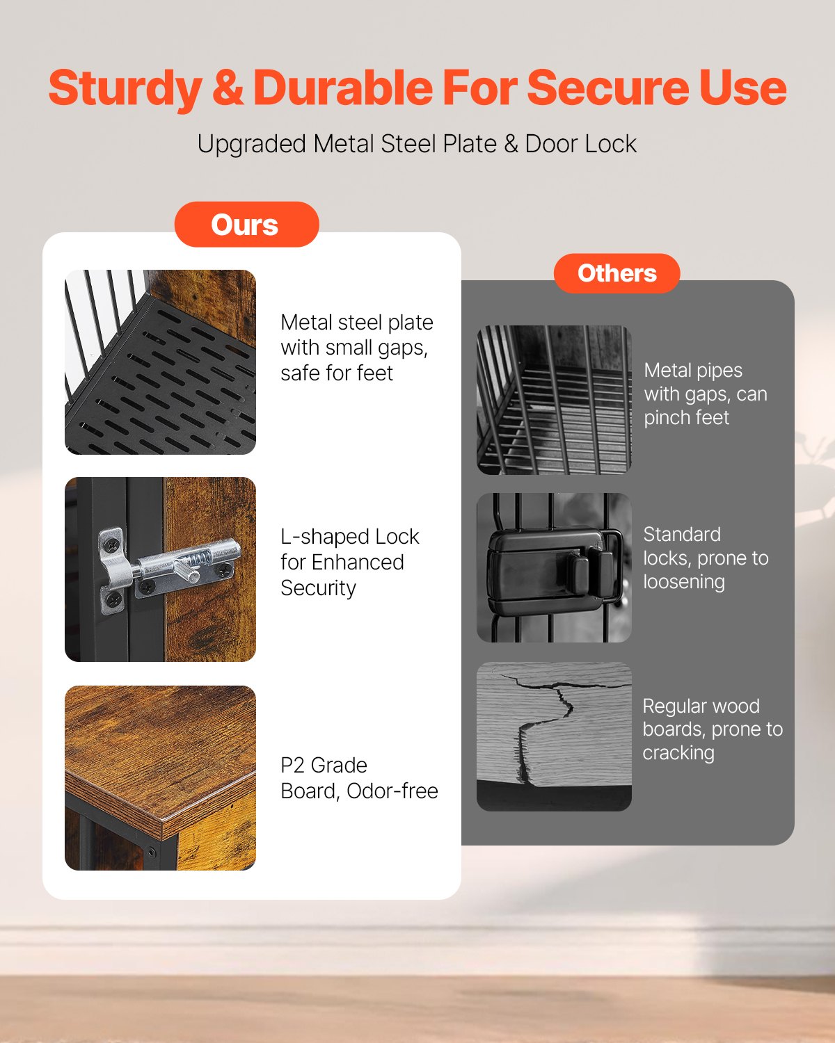 Mueble para Perros de 75 Pulgadas: Caja de Madera Interior con Divisor y Plataforma — imagen 5