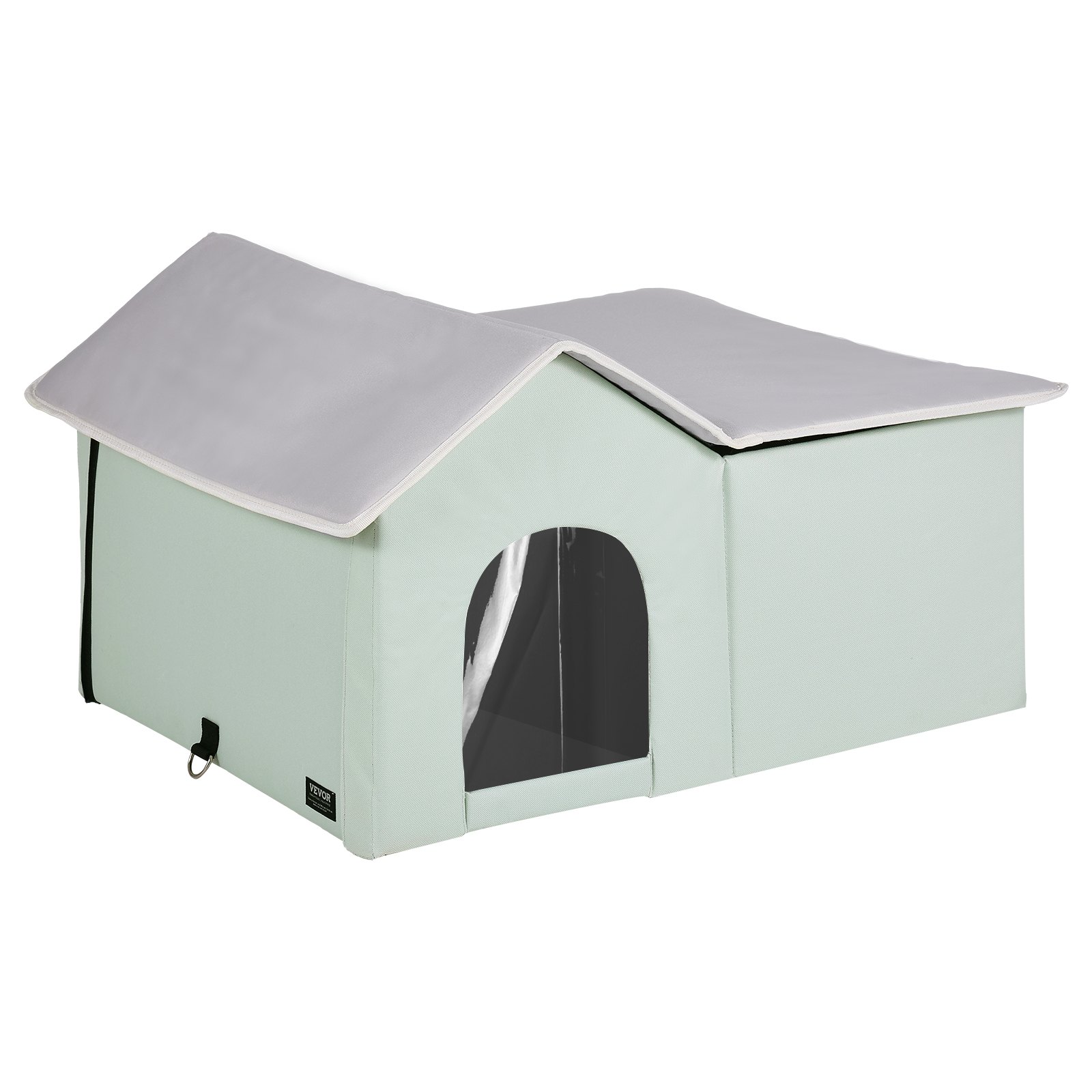 Heated Cat House Foldable Kitty Shelter With Heated Pad Green Large — imagen 4