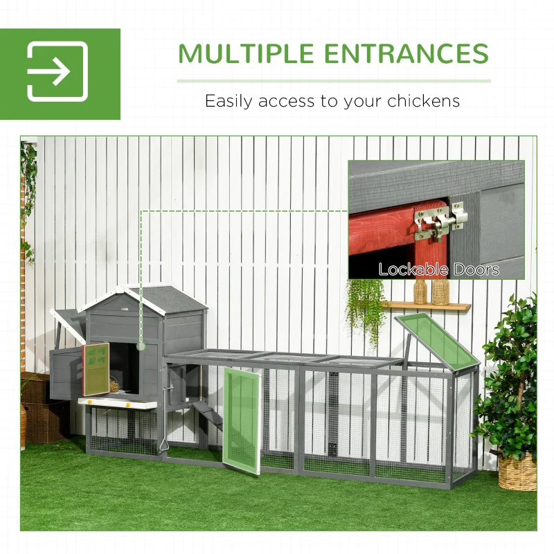 Extra Large Chicken Coop With Asphalt Roof, Wooden Hen Run With Slide-Out Tray And Nesting Box, Chicken Hutch For 3-6 Chickens, GrayMultiple Packages — imagen 8