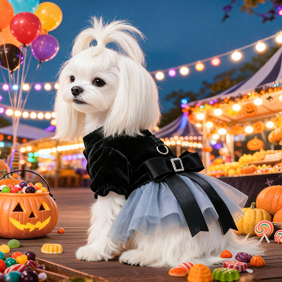 Pet Dog Cat Clothing Halloween Phantom Wedding Dress Princess Dress for Small Dogs — image 1
